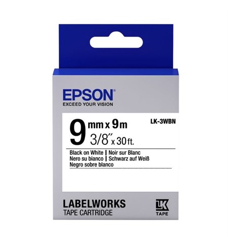 Epson LK-3WBN Ribbon Black on White 9mm x 9m